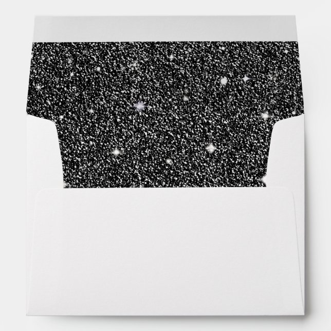 Chic Black Glitter Lined Custom Envelope (Back (Bottom))