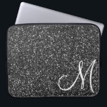 Chic Black Glitter Monogram Trendy Laptop Sleeve<br><div class="desc">This design may be personalized in the area provided by changing the photo and/or text. Or it can be customized by clicking Personalize this Template and then choosing the click to customize further option and delete or change the color of the background, add text, change the text color or style,...</div>