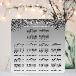 Chic Black Glitter, Silver 10 Tables Seating Chart Foam Board