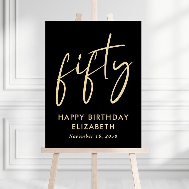 Chic Black Gold 50th Birthday Party Foam Board (Creator Uploaded)