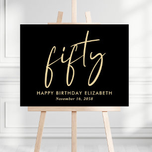 Chic Black Gold 50th Birthday Party Foam Board