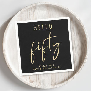 Chic Black Gold 50th Birthday Party Napkins