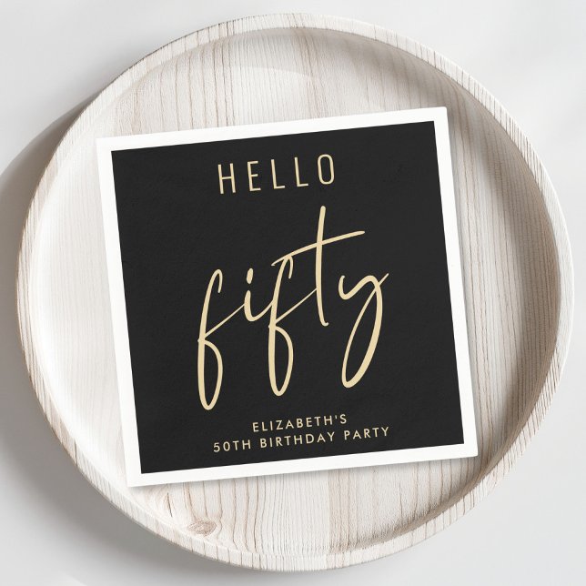 Chic Black Gold 50th Birthday Party Napkins (Creator Uploaded)