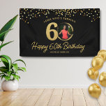 Chic Black Gold 60th Birthday Party Custom Photo Banner<br><div class="desc">Celebrate her fabulous 60th birthday with this elegant black and faux gold glitter confetti banner, personalized with her photo and custom text in chic script calligraphy. A stylish and modern way to highlight this milestone, perfect for adult parties with a trendy yet elegant and festive touch. Pair it with our...</div>