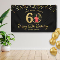 Chic Black Gold 60th Birthday Party Custom Photo