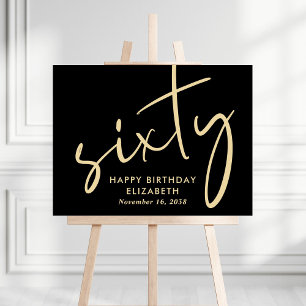 Chic Black Gold 60th Birthday Party Foam Board