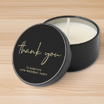 Chic Black Gold 60th Birthday Party Mini Candle Favors<br><div class="desc">Elegant black mini candle favors for your 60th birthday party that features "thank you" showcased in a chic gold script.</div>