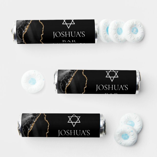 Chic Black Gold Agate Bar Mitzvah Custom Party Breath Savers® Mints (Assorted)