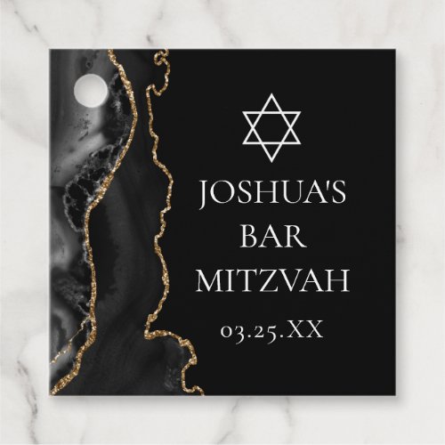 Chic Black Gold Agate Bar Mitzvah Custom Party