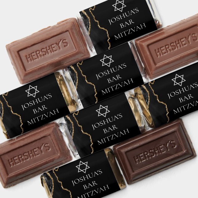 Chic Black Gold Agate Bar Mitzvah Custom Party Hershey's Miniatures (Assorted)