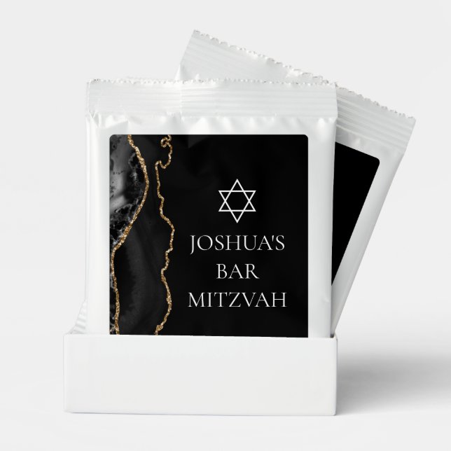 Chic Black Gold Agate Bar Mitzvah Custom Party Lemonade Drink Mix (Pair)