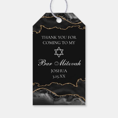 Chic Black Gold Agate Bar Mitzvah Party