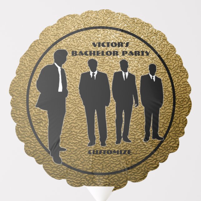 Chic Black & Gold Bachelor Party Balloon (Front)