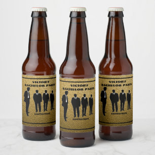 Chic Black & Gold Bachelor Party Beer Bottle Label