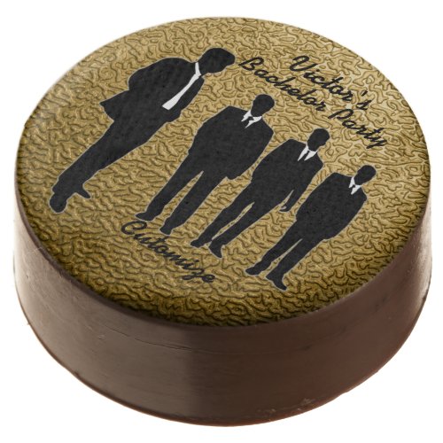 Chic Black  Gold Bachelor Party Chocolate Covered Oreo
