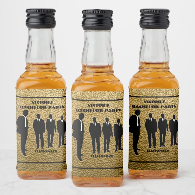 Chic Black & Gold Bachelor Party Liquor Bottle Label (Bottles)