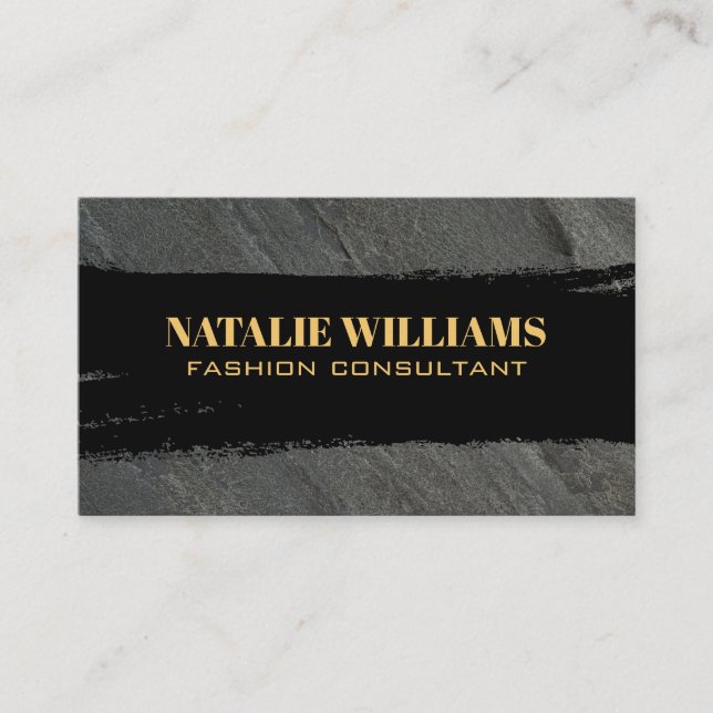 Chic Black Gold Black Brushed Business Card (Front)