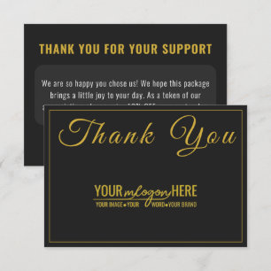 Chic Black Gold Boutique Logo Social Media Thank You Card