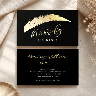 Chic Black & Gold Brows Microblading Beauty Salon  Foil Business Cards