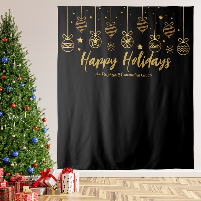 Chic Black Gold Business Holiday Party Backdrop (Creator Uploaded)