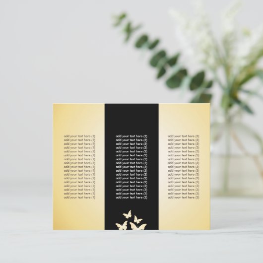 Chic Black & Gold Butterflies Tri-Fold Flyers (Standing Front)