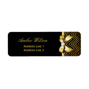 Chic Black Gold Chevrons Label