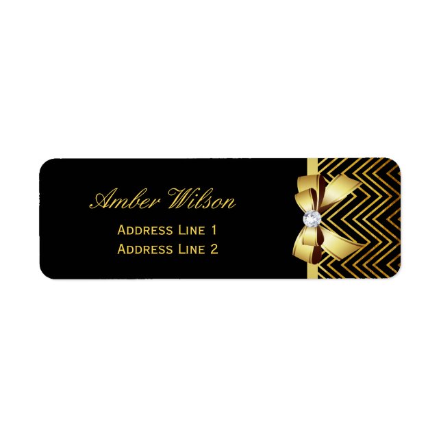 Chic Black Gold Chevrons Label (Front)