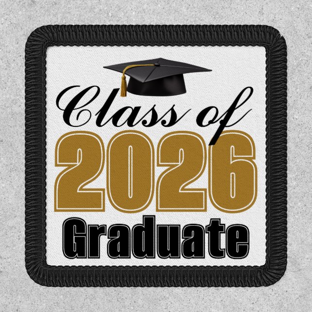 Chic Black Gold Class of 2026 Graduation Patch (Front)