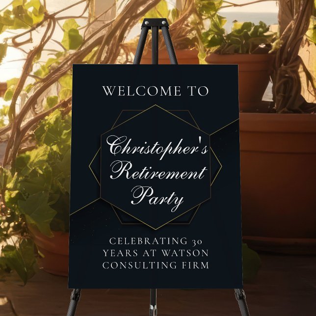 Chic Black Gold Custom Retirement Party Foam Board (Creator Uploaded)