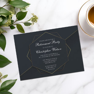 Chic Black Gold Custom Retirement Party Invitation