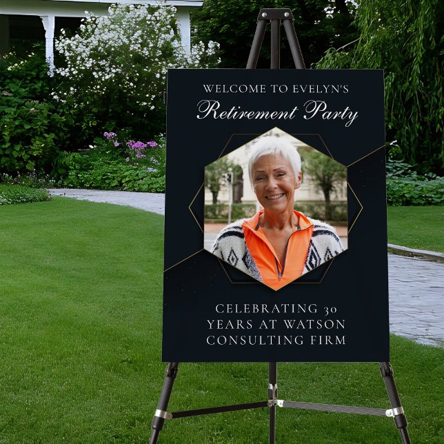 Chic Black Gold Custom Retirement Party Photo Foam Board (Creator Uploaded)