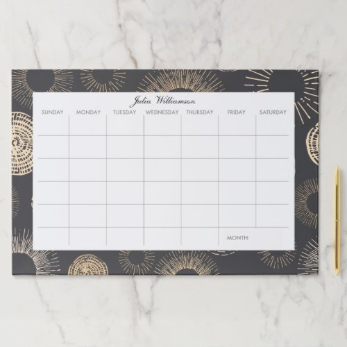 Chic Black Gold Dots Custom Desk Monthly Planner Paper Pad