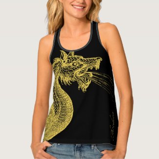 Chic Black Gold Dragon Tank Top