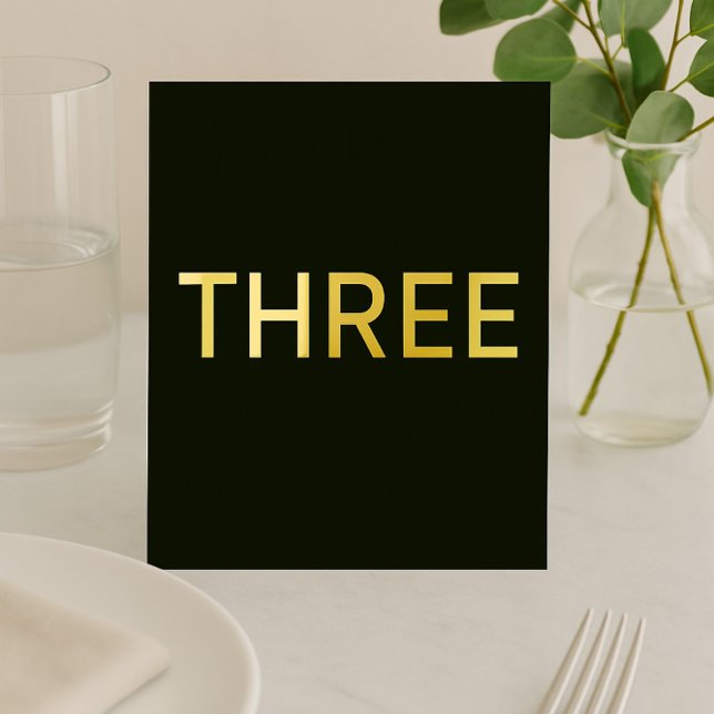 Chic Black & Gold Foil Wedding Table Sign Holiday Card (Creator Uploaded)