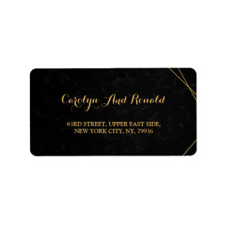 Chic Black & Gold Geometric frame Label
