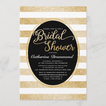 Chic Black Gold Glitter Personalized Bridal Shower Invitation by Jujulili at Zazzle