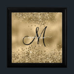 Chic Black Gold Glitters Monogram Name  Gift Box<br><div class="desc">Chic Black Gold Glitters Monogram Name</div>