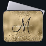 Chic Black Gold Glitters Monogram Name    Laptop Sleeve<br><div class="desc">Chic Black Gold Glitters Monogram Name</div>