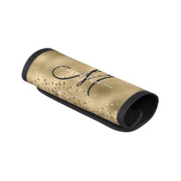 Chic Black Gold Glitters Monogram Name   Planner Luggage Handle Wrap