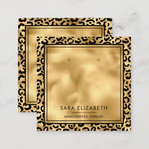 Chic Black Gold Leopard Print Earring Display Card