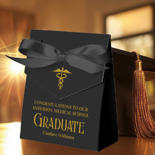 Chic Black Gold Medical School Graduation Party Favor Boxes