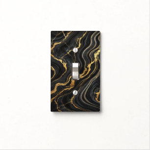 Chic Black & Gold Metallic Marble Look Glamour Light Switch Cover