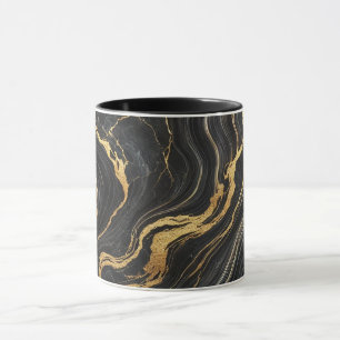 Chic Black & Gold Metallic Marble Look Glamour Mug