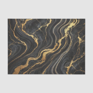 Chic Black & Gold Metallic Marble Look Glamour Tissue Paper
