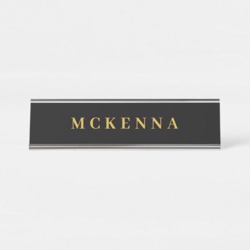 Chic Black Gold Personalized Home Office Business Desk Name Plate