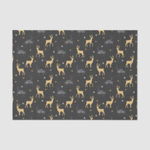 Chic Black Gold Reindeer Merry Christmas Tissue Paper
