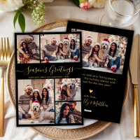 Chic Black Gold Seasons Greetings Script 5 Photo