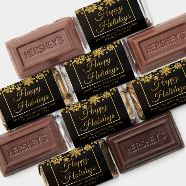 Chic Black Gold Snowflake Custom Christmas Party Hershey's Miniatures (Assorted)