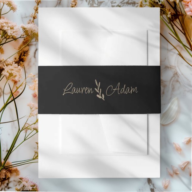 Chic Black & Gold Wedding Invitation Belly Band (Creator Uploaded)