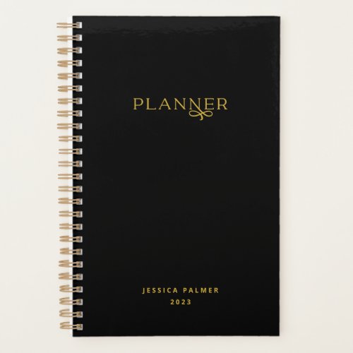 Chic Black Gold Weekly Monthly Name Non_Dated Planner